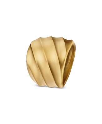 18K Yellow Gold Cable Edge Statement Ring