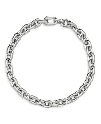Men's Deco Chain Link Bracelet in Sterling Silver, 6.5mm