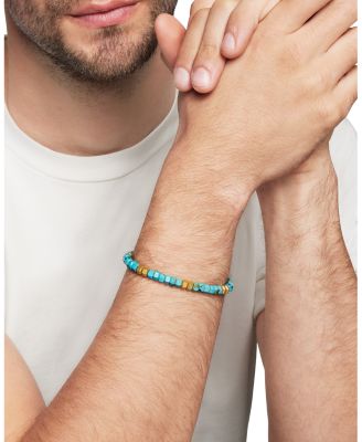 Men's 18K Yellow Gold Spiritual Beads Bracelet, 6mm