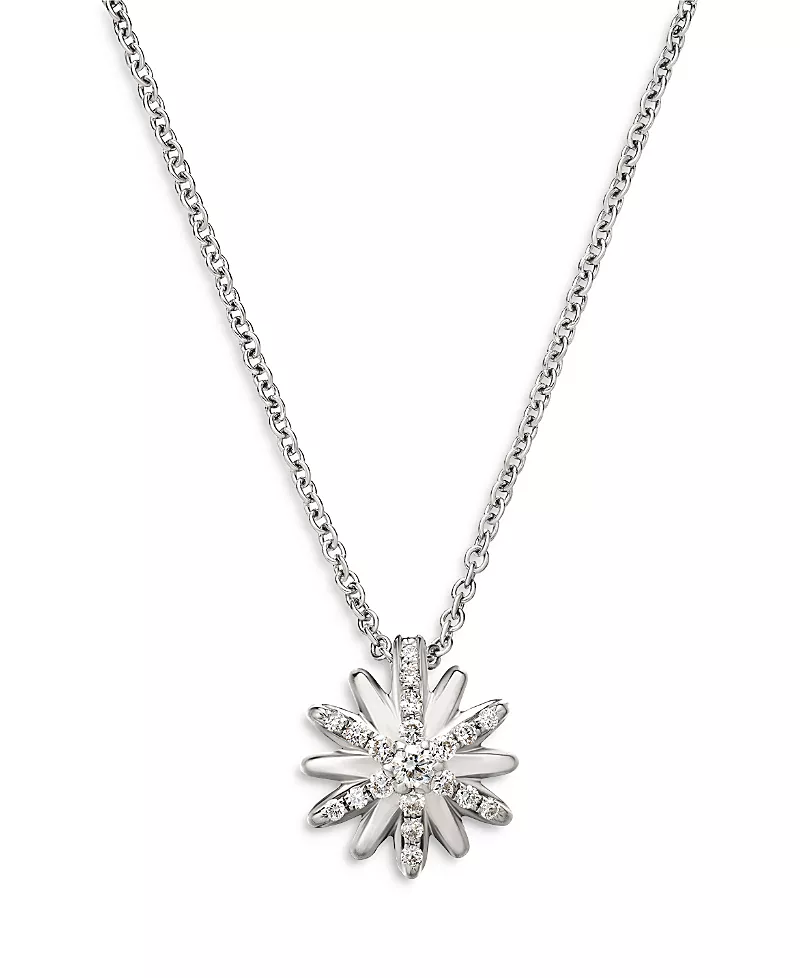 David Yurman Petite Starburst Pendant Necklace with Diamonds, 18