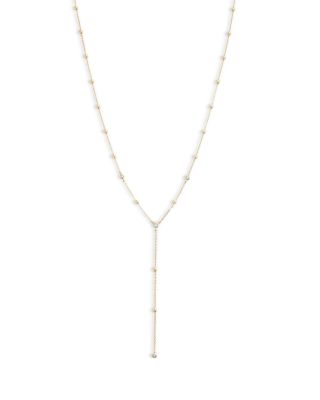 Argento Vivo Cubic Zirconia & Bead Station Lariat Necklace in 18K Gold Plated Sterling Silver, 16-18