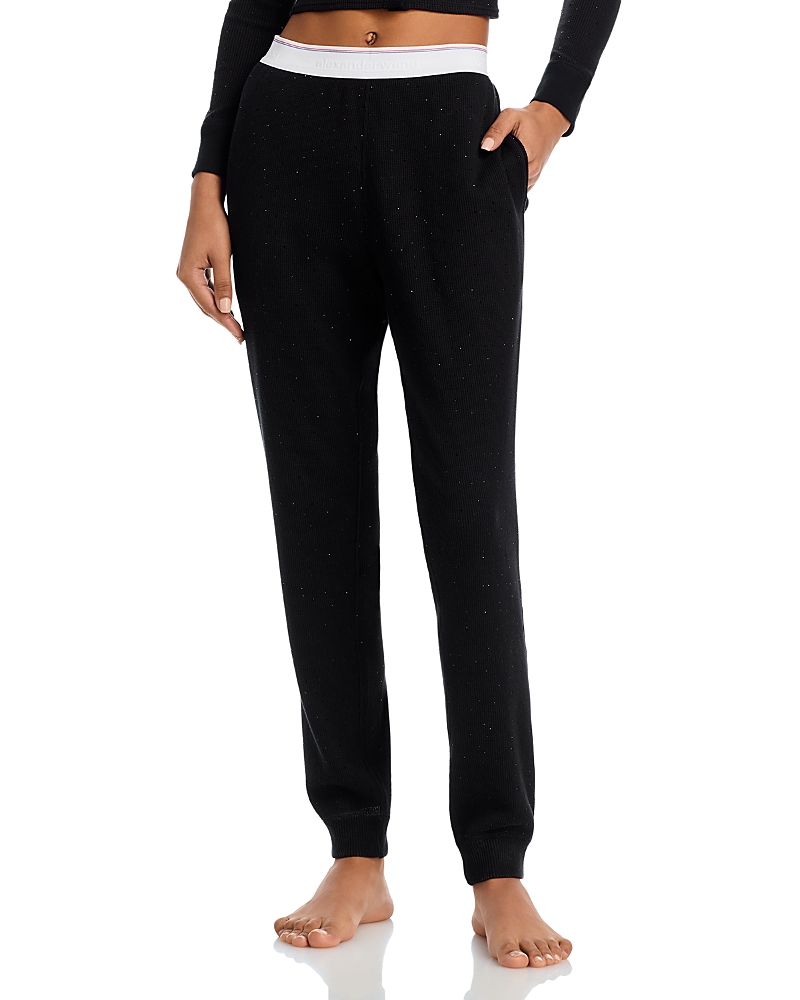 Alexander Wang Crysal Hotfix Waffle Jogger Pants