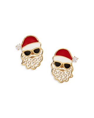 Nadri - Holi-Daze Pav&eacute; Santa Stud Earrings in 18K Gold Plated