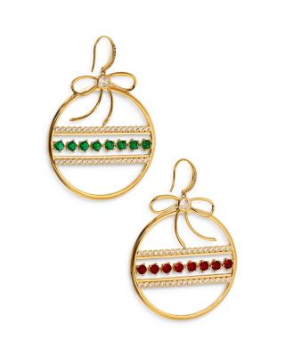 Nadri Holi-Daze Pave & Color Crystal Ornament Drop Earrings in 18K Gold Plated