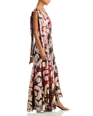 Metallic Plunging Neck Gown