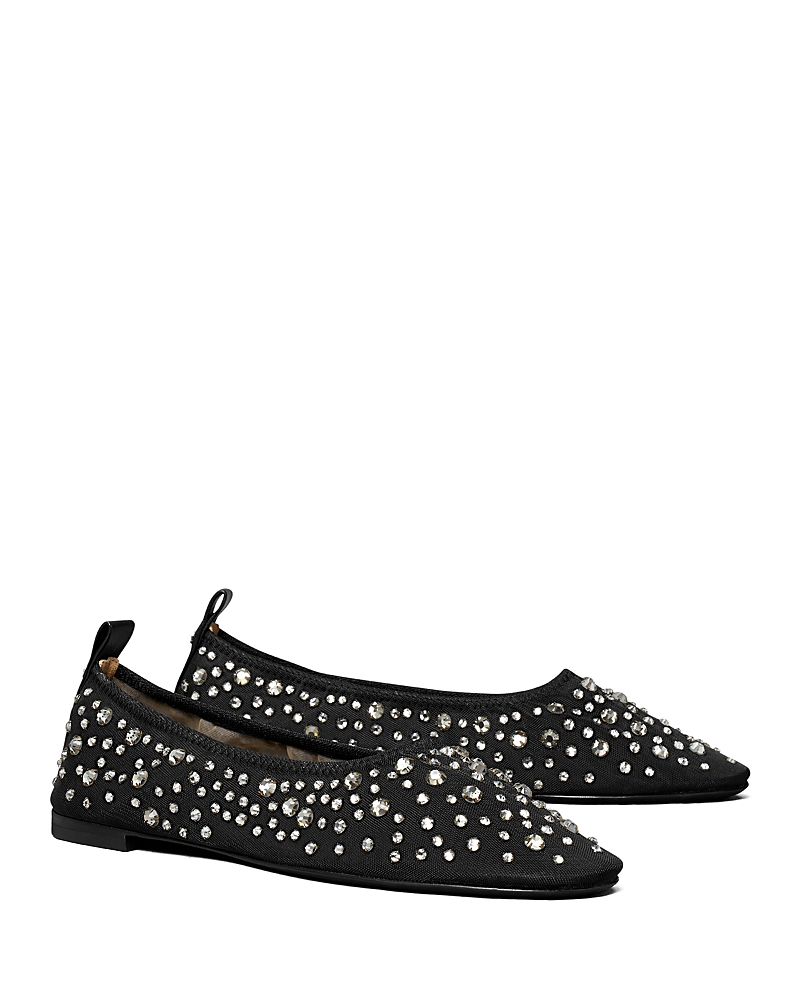 Tory Burch Ballerina With Crystals In Black