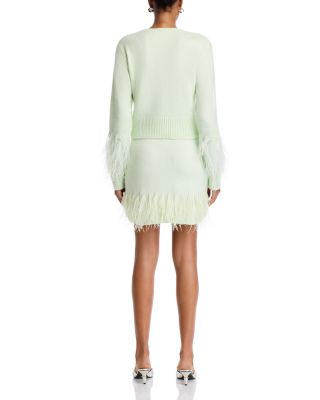 Briana Feather Trim Crewneck Sweater