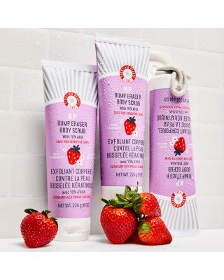 KP Bump Eraser Body Scrub with 10% AHA Body Exfoliant for Keratosis Pilaris - Strawberry 2 oz.