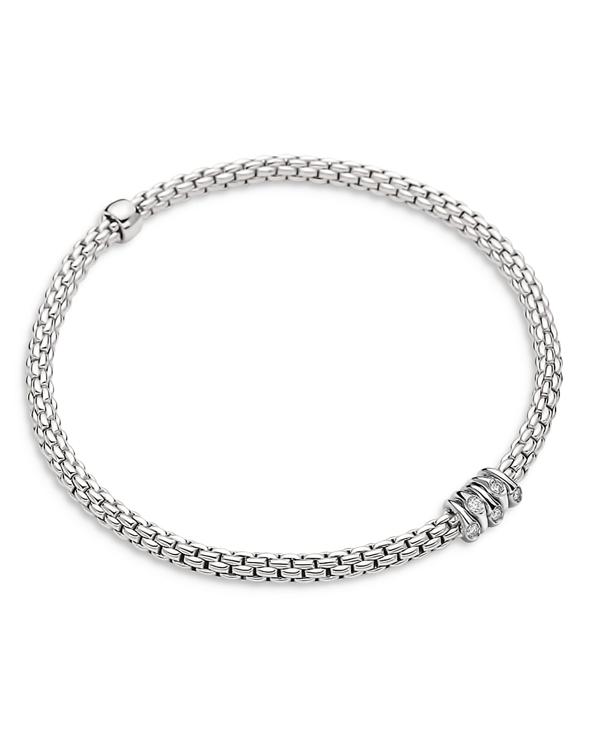 Fope 18K White Gold Prima Diamond Rondelle Flex Bracelet