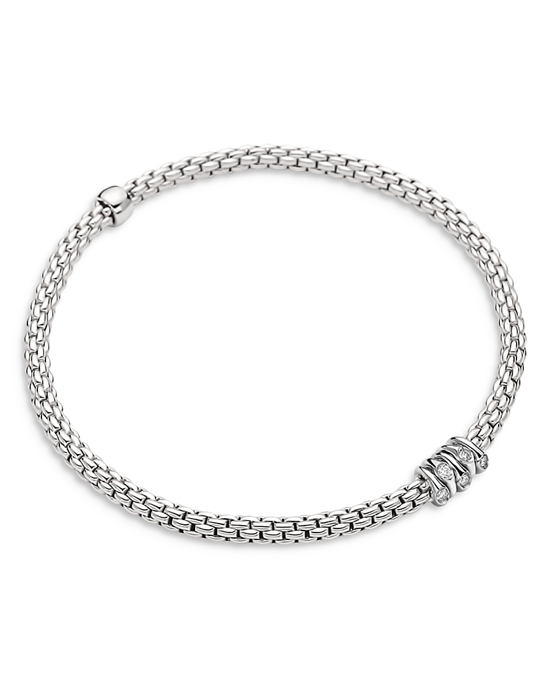 Fope 18K White Gold Prima Diamond Rondelle Flex Bracelet