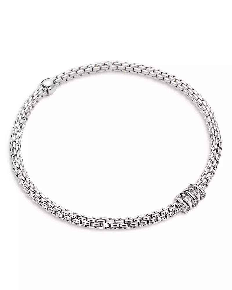 Fope 18K White Gold Prima Diamond Rondelle Flex Bracelet