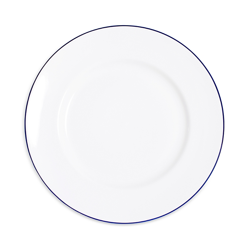 Richard Brendon Line Rimmed Dinner Plate In Blue / White