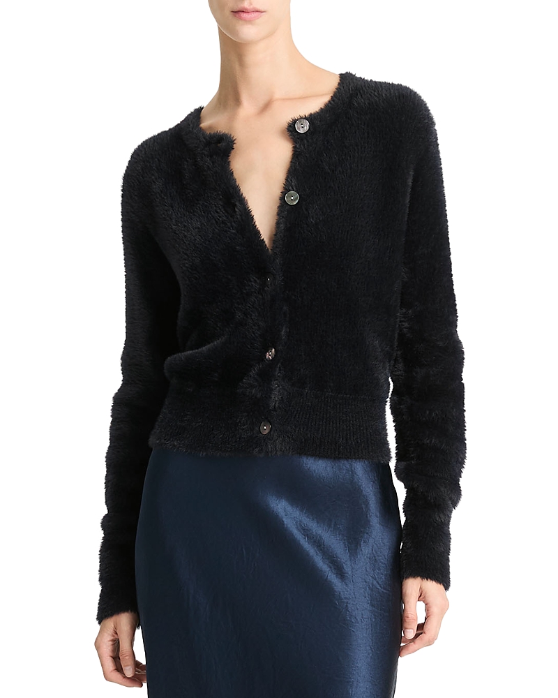 Shop Vince Eyelash Cardigan In Black