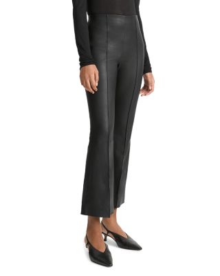Stretch Leather Cropped Flare Pants