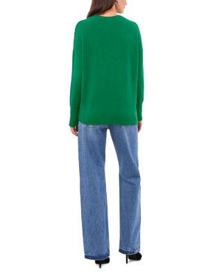 Drop Shoulder Henley Neck Sweater