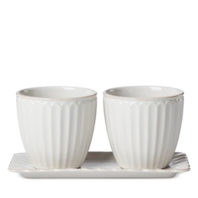 Set of 2 French Perle Herb Pots with Tray
