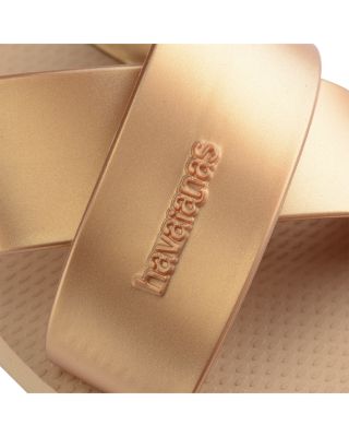 Women's Aqua Metallic Crisscross Slide Sandals