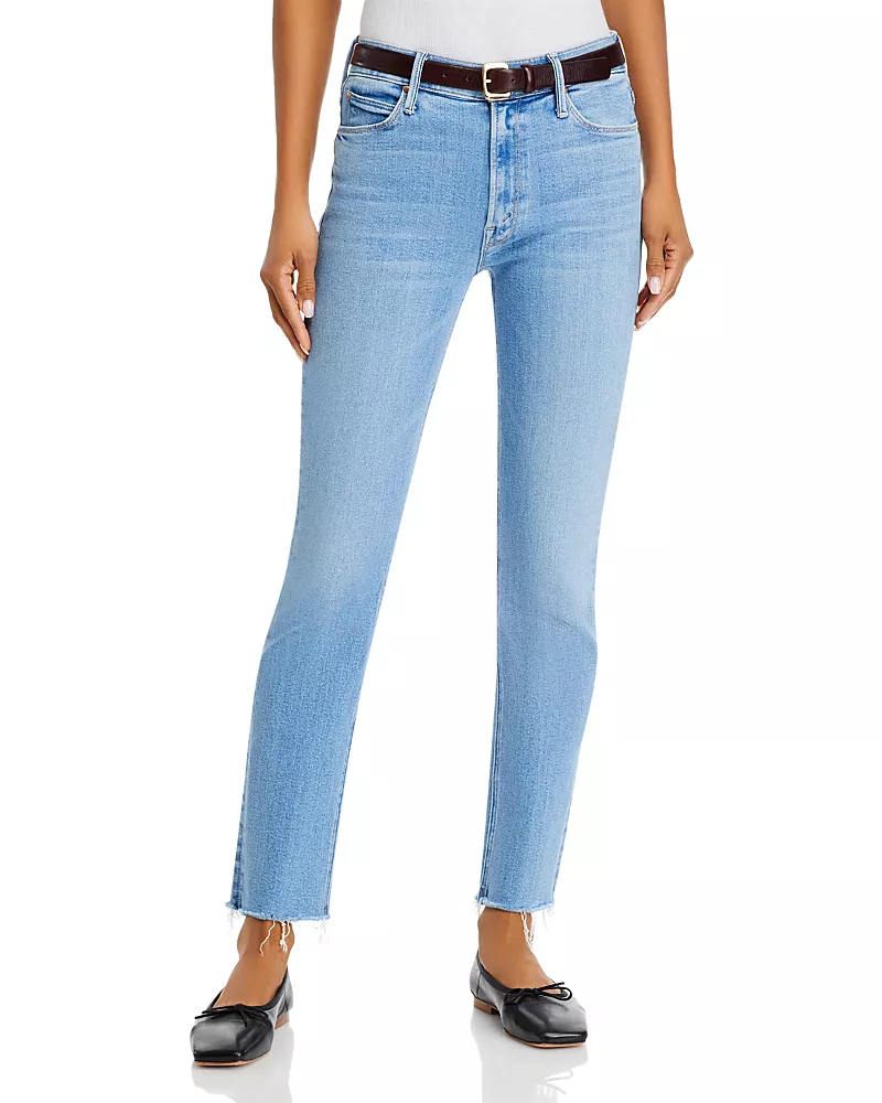 Mother Dazzler Mid Rise Ankle Fray Jeans in Blessing in Disguise