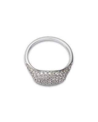 Diamond Pav&eacute; Pinky Ring in 14K White Gold, 0.60 tcw