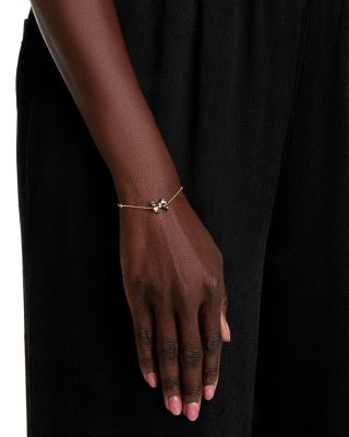 Diamond Bow Pendant Bracelet in 14K Yellow Gold, 0.25 tcw