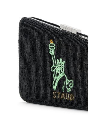 【STAUD】Carmella Beaded Clutch STAUD Women's Carmella Beaded Clutch, NYC Skyline, Black