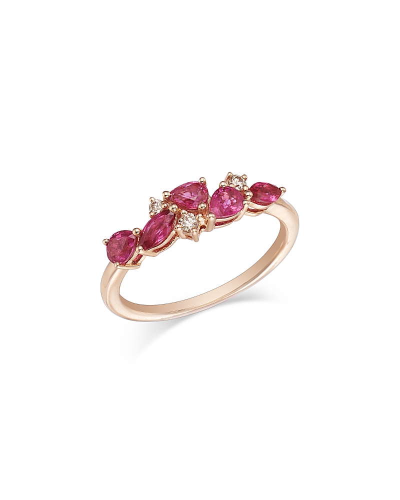 Bloomingdale's Fine Collection Ruby & Diamond Ring In 14k Rose Gold In Pink/gold