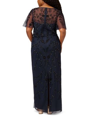 Plus Size Beaded Blouson Short Sleeve Dress