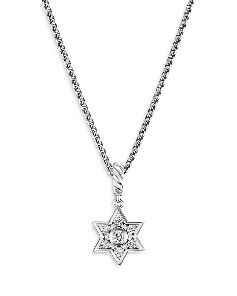 David Yurman Star of David Pendant Necklace in Sterling Silver with Diamonds, 10.4mm