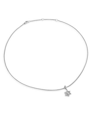 Star of David Pendant Necklace in Sterling Silver with Diamonds, 10.4mm