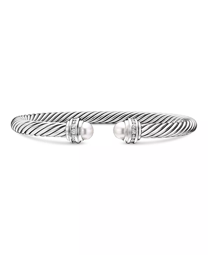 David Yurman Cable Classics Bracelet with Cultured Freshwater Pearl & Diamonds