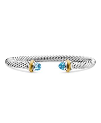 David Yurman Cable Classics Bracelet with Blue Topaz and Gold