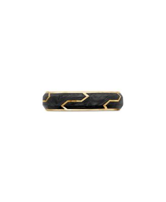 Men's Forged Carbon Band Ring in 18K Gold