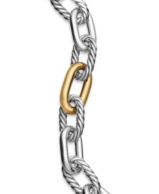 DY Madison Chain Bracelet in Sterling Silver with 18K Yellow Gold, 13.5mm