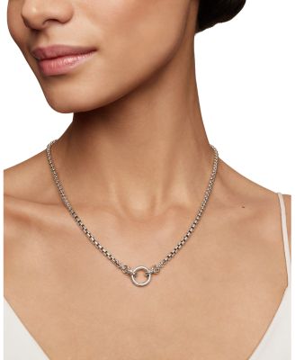 Sterling Silver Amulet Holder Box Chain Necklace, 18"