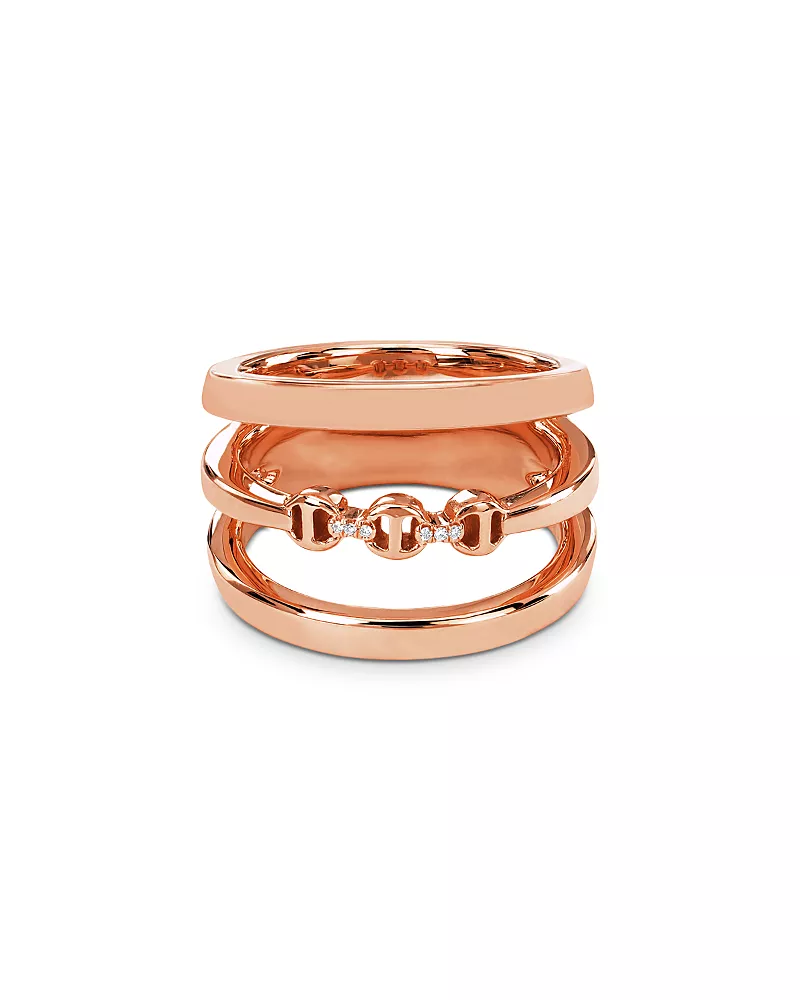 Hoorsenbuhs 18K Rose Gold Asset Diamond Accent Three Row Ring