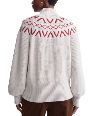 Marcie Fair Isle Yoke Mock Neck Knit Sweater