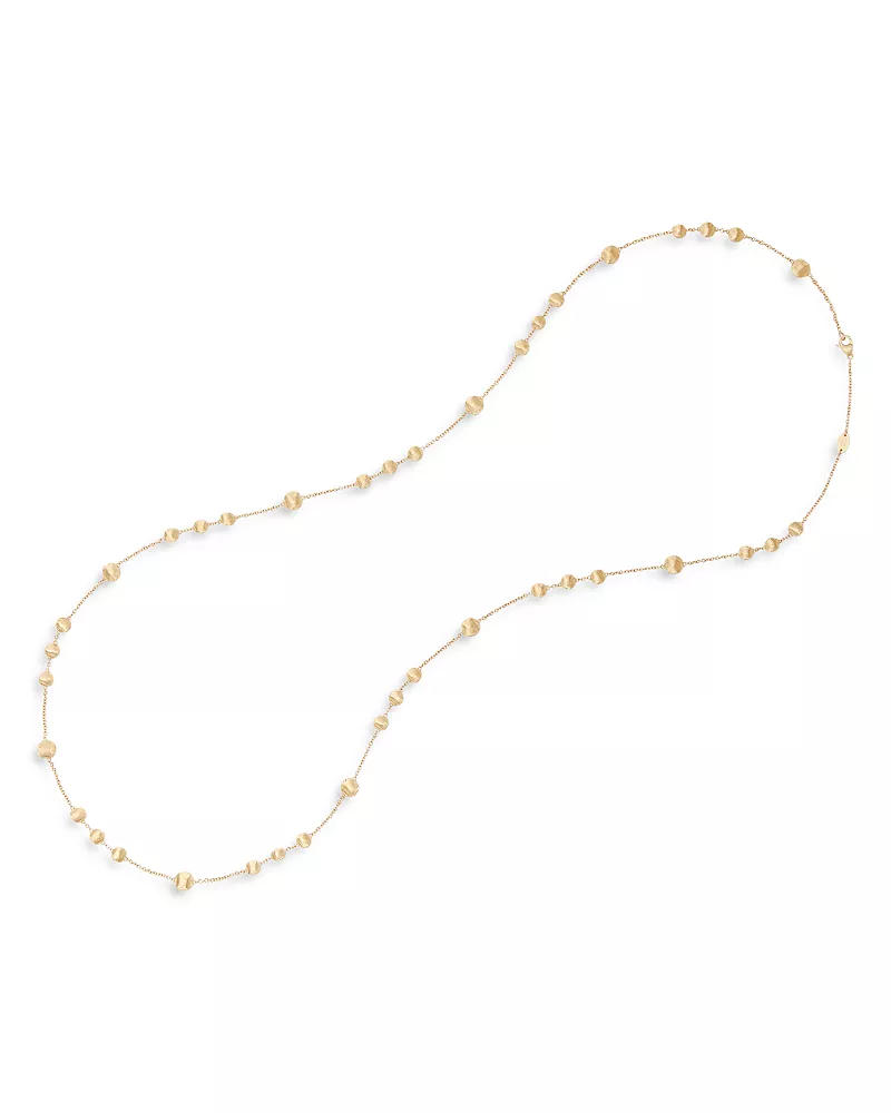 Marco Bicego 18K Yellow Gold Africa Textured Bead Long Strand Necklace, 36