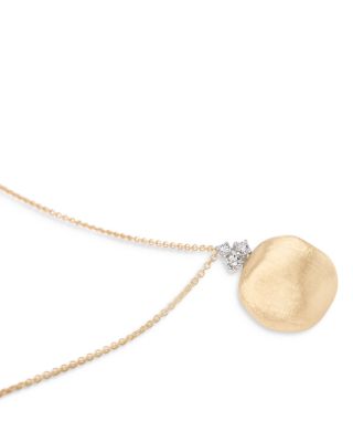 18K Yellow Gold Africa Diamond Textured Bead Pendant Necklace, 31.5"