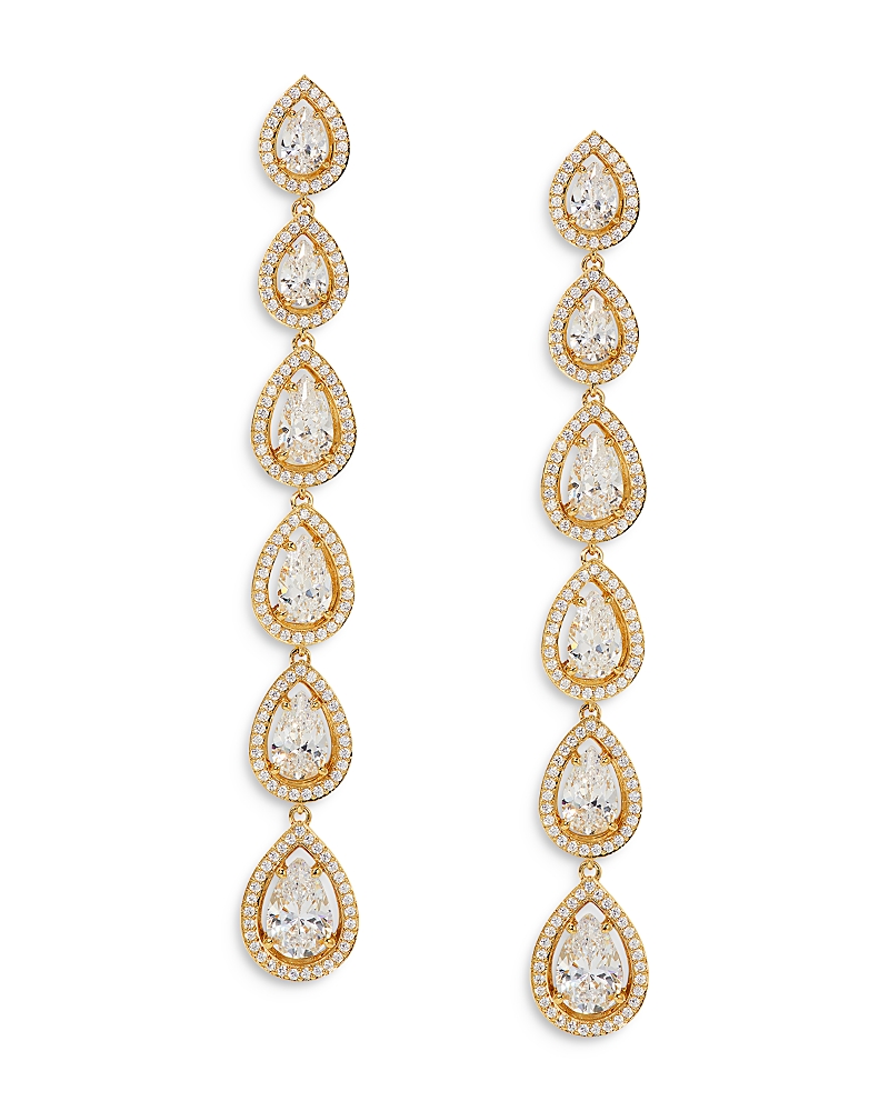Nadri Radiant Cubic Zirconia Halo Linear Drop Earrings In Gold