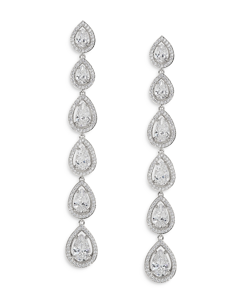 NADRI RADIANT CUBIC ZIRCONIA HALO LINEAR DROP EARRINGS
