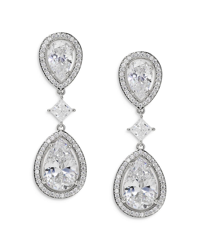 Nadri Radiant Cubic Zirconia Halo Double Drop Earrings