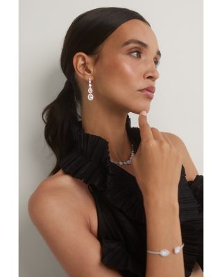 Radiant Cubic Zirconia Halo Cuff Bracelet 