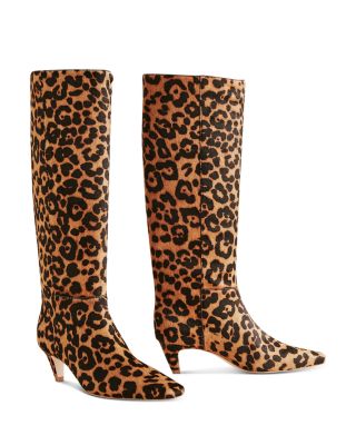 Women's Remy Leopard Print Calf Hair Knee High Boots