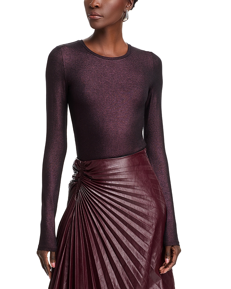 Majestic Metallic Fitted Top In Noir