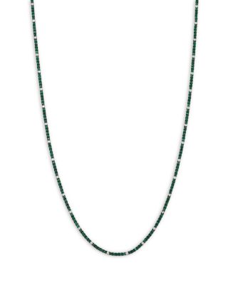 Bloomingdale's Fine Collection Emerald & Diamond Tennis Necklace in 14K White Gold, 17