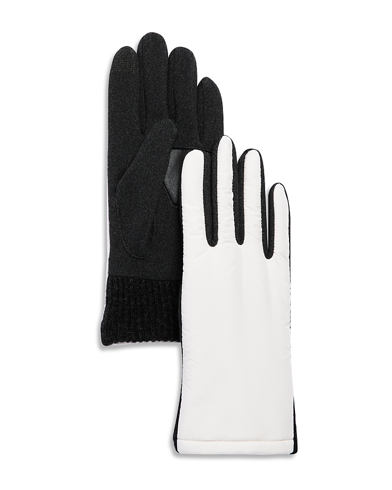 Echo Comfort Stretch Puffer Gloves In Cream/black