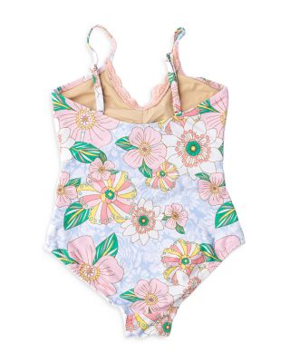 Girls' Retro Floral Monokini One Piece Swimsuit - Little Kid, Big Kid