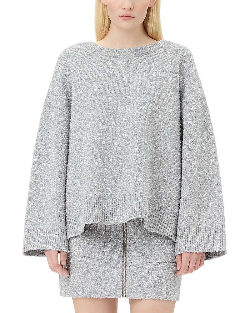 Ganni Sparkle Sweater In Silver