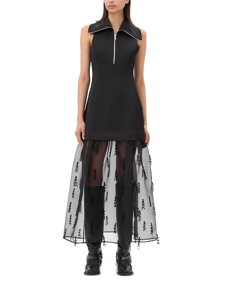 Ganni Fringed Organza Dress