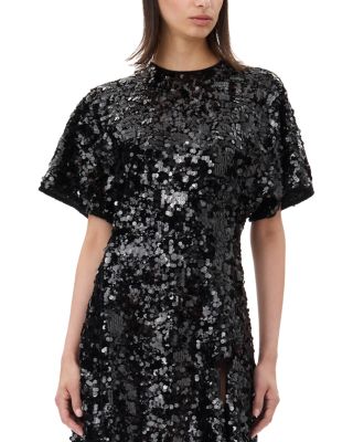GANNI Sequin Velvet Midi Dress | Bloomingdale's Women